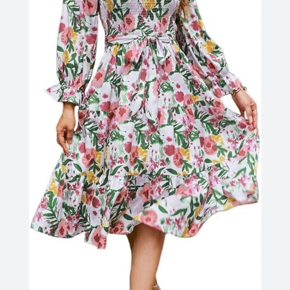 New! Simplee High Waist Lolita Dress Printed Open Back Square Neck Flare - Picture 3 of 13